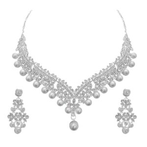 Shining Diva Fashion Necklace Jewellery Set for Women Latest Stylish Design Fancy Pearl (16951s) (White)