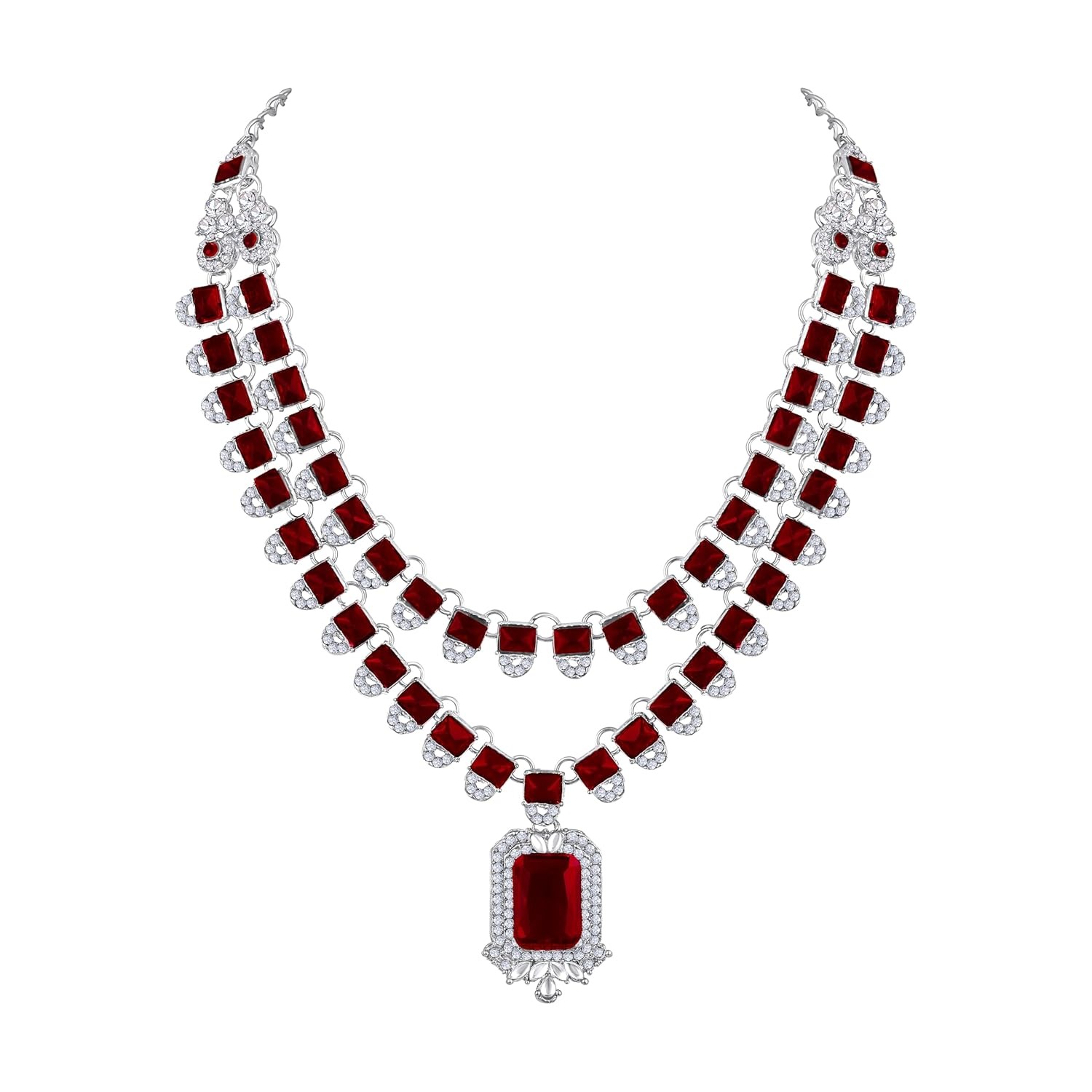 Atasi International Double Layer Traditional Stylish Necklace Set WIth Earrings and Maangtikka for Women/Girls - Jewellery for Party, Wedding, and Festive Occasions, Ideal for Gifting - Image 2