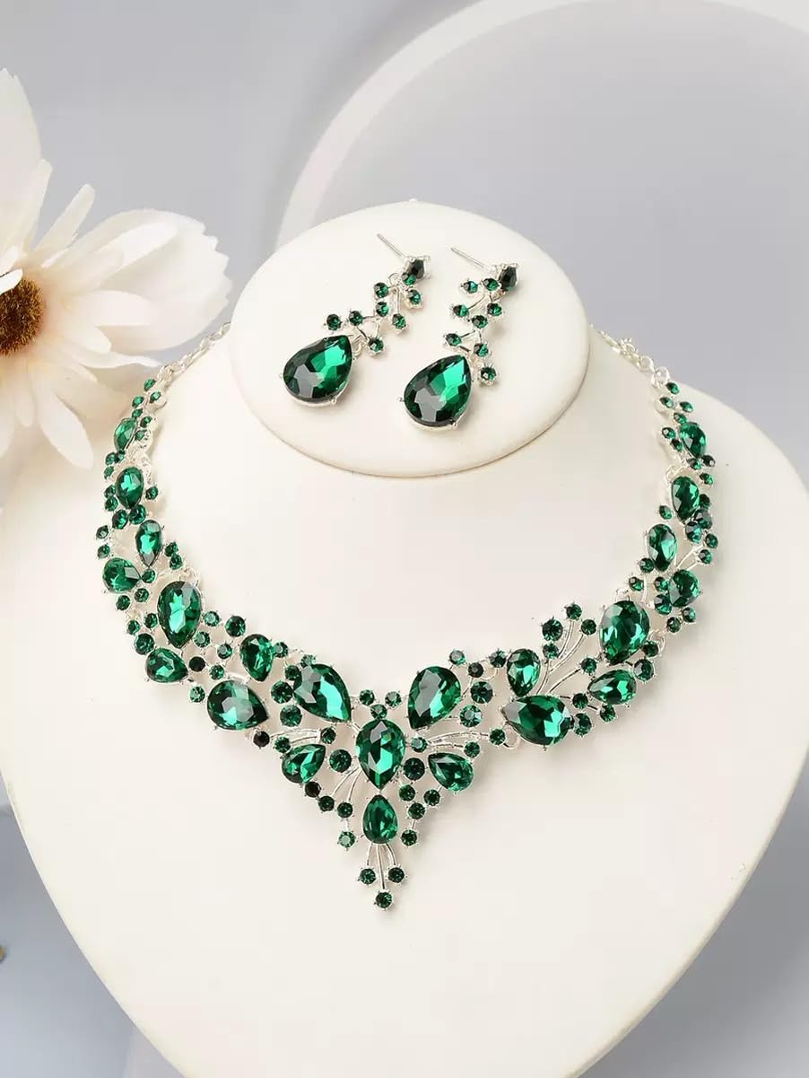 Shining Diva Fashion Latest Stylish Design Fancy Crystal Necklace Jewellery Set for Women | Trendy Celebrity Inspired Jewellery - Image 2