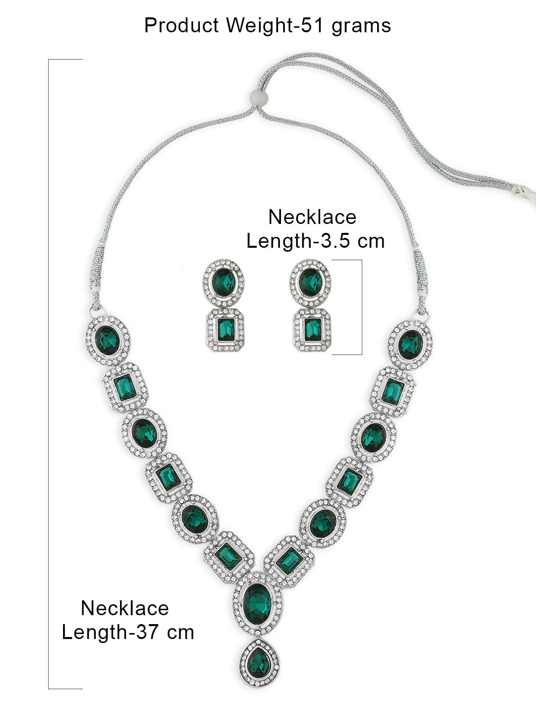 ZAVERI PEARLS Green Stones & Dazzling Austrian Diamonds Embellished Necklace & Earring Set For Women-ZPFK17196 - Image 2